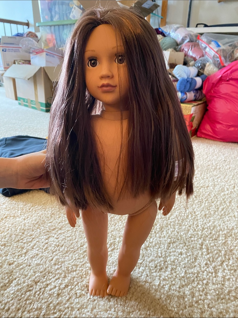 Classic Brown Hair Play Doll for Kids - Realistic Vinyl Doll